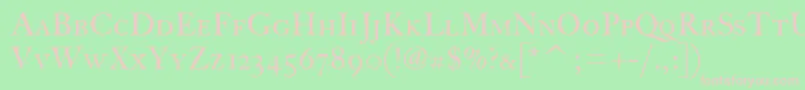 FcaslonthirtyscitcTt-fontti – vaaleanpunaiset fontit vihreällä taustalla