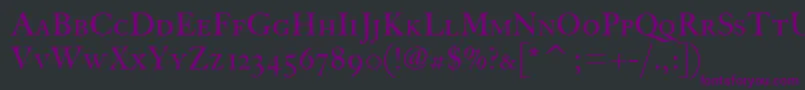 Шрифт FcaslonthirtyscitcTt – фиолетовые шрифты на чёрном фоне