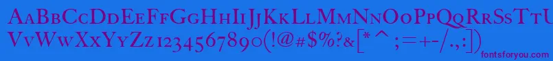 Шрифт FcaslonthirtyscitcTt – фиолетовые шрифты на синем фоне