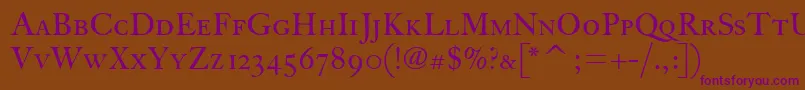 FcaslonthirtyscitcTt Font – Purple Fonts on Brown Background