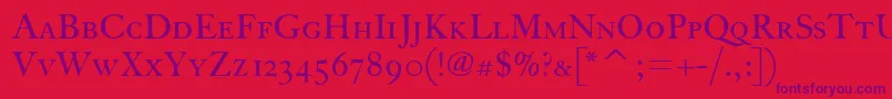FcaslonthirtyscitcTt-Schriftart – Violette Schriften auf rotem Hintergrund