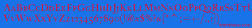 フォントFcaslonthirtyscitcTt – 赤い文字の青い背景