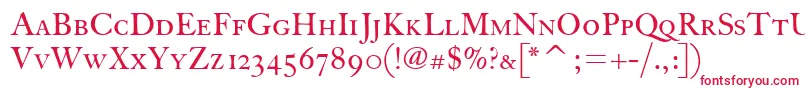 FcaslonthirtyscitcTt-fontti – punaiset fontit valkoisella taustalla