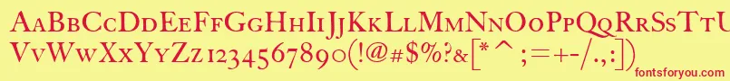 FcaslonthirtyscitcTt Font – Red Fonts on Yellow Background