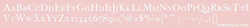 Шрифт FcaslonthirtyscitcTt – белые шрифты на розовом фоне