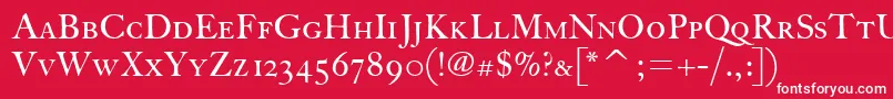 Шрифт FcaslonthirtyscitcTt – белые шрифты на красном фоне