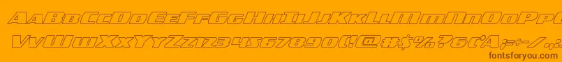 Americorpsout-Schriftart – Braune Schriften auf orangefarbenem Hintergrund