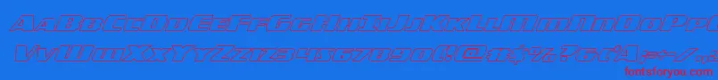 Americorpsout-Schriftart – Rote Schriften auf blauem Hintergrund