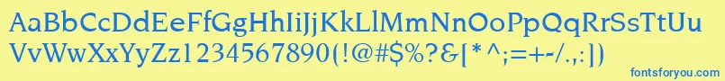フォントItcNovareseLtMedium – 青い文字が黄色の背景にあります。