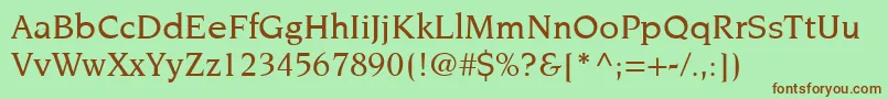 ItcNovareseLtMedium-Schriftart – Braune Schriften auf grünem Hintergrund