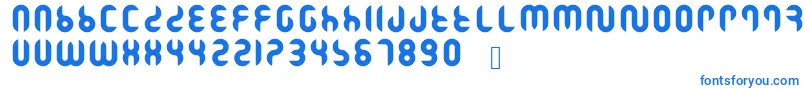 フォントRamasuri – 白い背景に青い文字