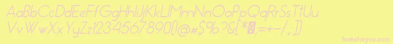 EssenceSansItalic-fontti – vaaleanpunaiset fontit keltaisella taustalla