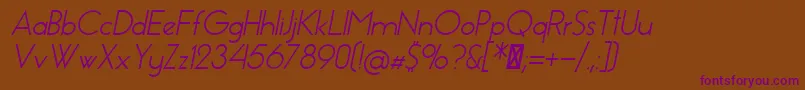 EssenceSansItalic Font – Purple Fonts on Brown Background