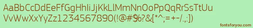 PfsquaresansproLight-fontti – ruskeat fontit vihreällä taustalla