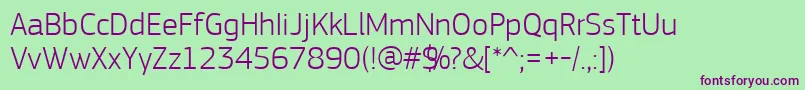 PfsquaresansproLight-Schriftart – Violette Schriften auf grünem Hintergrund