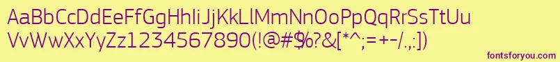 Шрифт PfsquaresansproLight – фиолетовые шрифты на жёлтом фоне