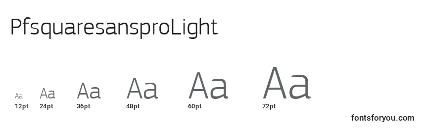 Размеры шрифта PfsquaresansproLight