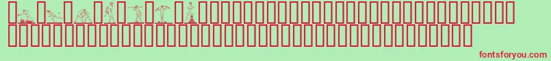 フォント1998a – 赤い文字の緑の背景