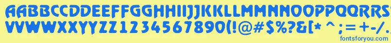 Fonte RewindertitulrghBold – fontes azuis em um fundo amarelo