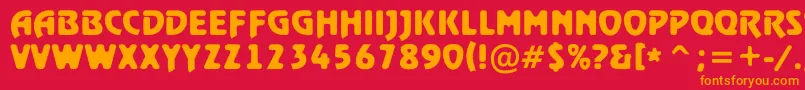 フォントRewindertitulrghBold – 赤い背景にオレンジの文字