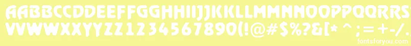 RewindertitulrghBold-Schriftart – Weiße Schriften auf gelbem Hintergrund