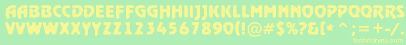 フォントRewindertitulrghBold – 黄色の文字が緑の背景にあります