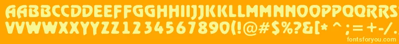 RewindertitulrghBold-Schriftart – Gelbe Schriften auf orangefarbenem Hintergrund