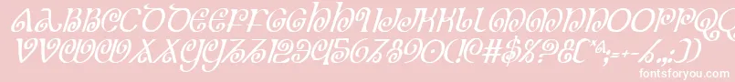 TheShireCondensedItalic-Schriftart – Weiße Schriften auf rosa Hintergrund