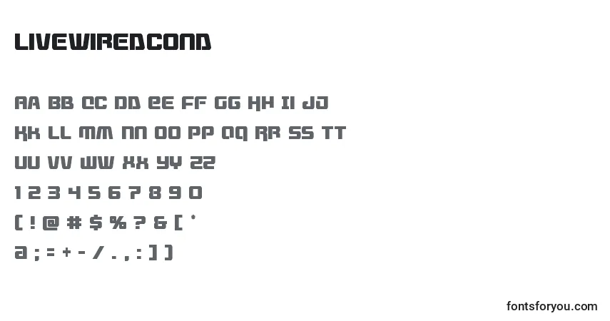 A fonte Livewiredcond – alfabeto, números, caracteres especiais