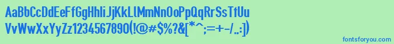 フォントGiveahootexbd – 青い文字は緑の背景です。