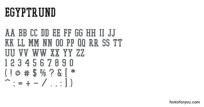 Egyptrund-fontti – aakkoset, numerot, erikoismerkit