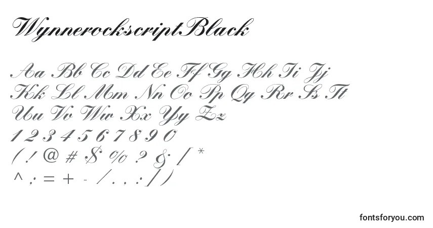 Schriftart WynnerockscriptBlack – Alphabet, Zahlen, spezielle Symbole