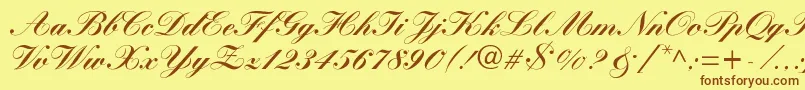 WynnerockscriptBlackフォントについての詳細 フォントWynnerockscriptBlack – 茶色の文字が黄色の背景にあります。