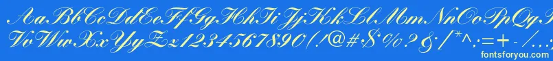 WynnerockscriptBlack-Schriftart – Gelbe Schriften auf blauem Hintergrund