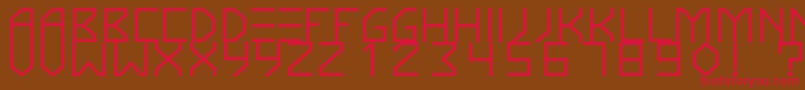 フォントKnarfartfontBold – 赤い文字が茶色の背景にあります。