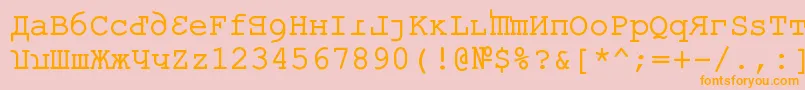 フォントKremlinKourierIi – オレンジの文字がピンクの背景にあります。