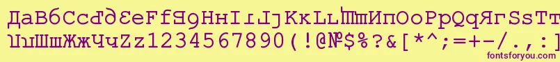 Czcionka KremlinKourierIi – fioletowe czcionki na żółtym tle