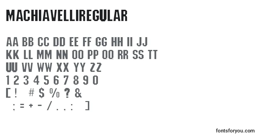 Czcionka MachiavelliRegular – alfabet, cyfry, specjalne znaki