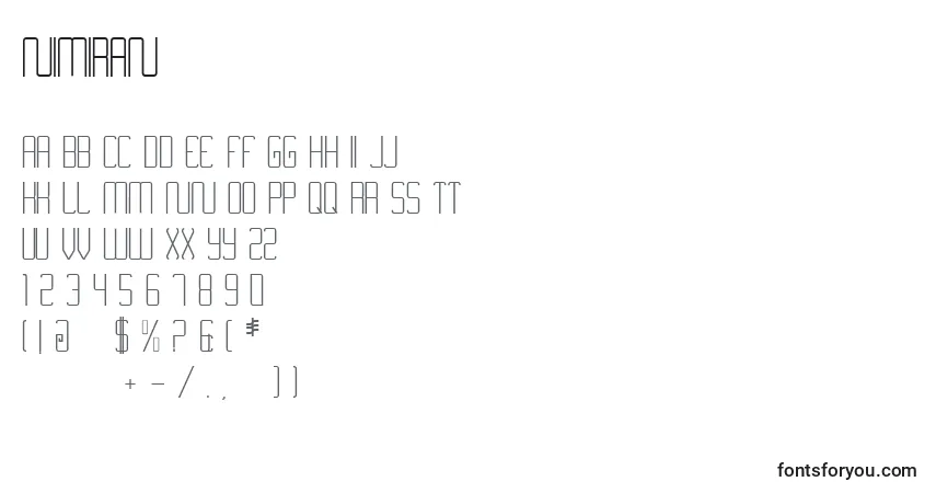 Schriftart Nimiran (111314) – Alphabet, Zahlen, spezielle Symbole