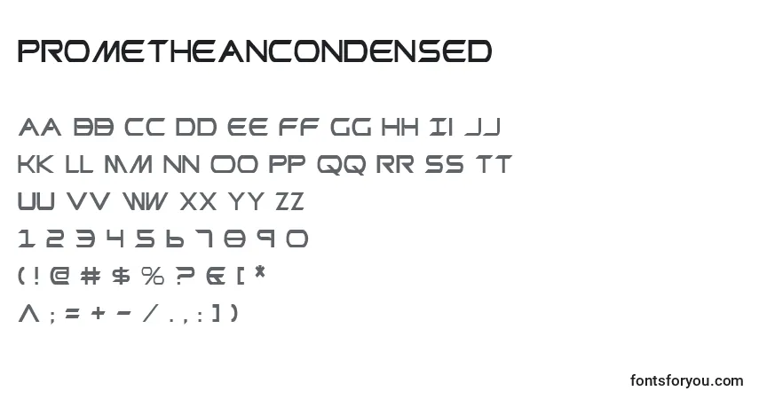 Шрифт PrometheanCondensed – алфавит, цифры, специальные символы