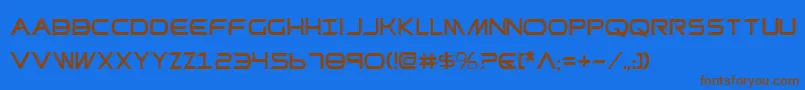 PrometheanCondensed-Schriftart – Braune Schriften auf blauem Hintergrund