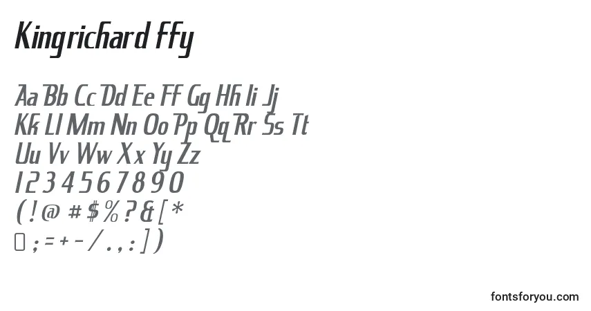 A fonte Kingrichard ffy – alfabeto, números, caracteres especiais