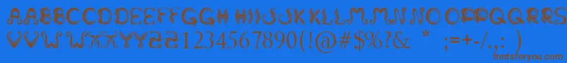 StrokeMustache Font – Brown Fonts on Blue Background