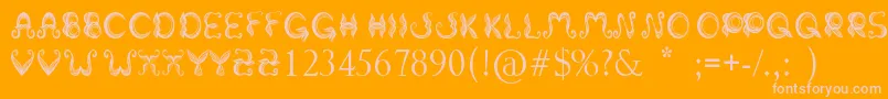 StrokeMustache Font – Pink Fonts on Orange Background