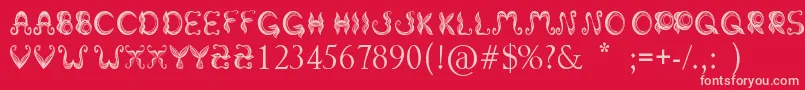 StrokeMustache-Schriftart – Rosa Schriften auf rotem Hintergrund