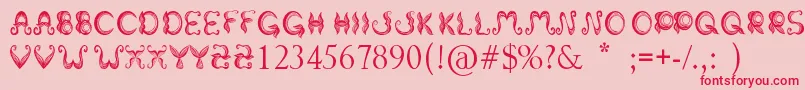 StrokeMustache Font – Red Fonts on Pink Background