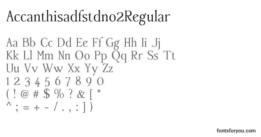 Czcionka Accanthisadfstdno2Regular – alfabet, cyfry, specjalne znaki