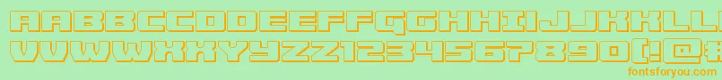 Cruiserfortress3D-Schriftart – Orangefarbene Schriften auf grünem Hintergrund