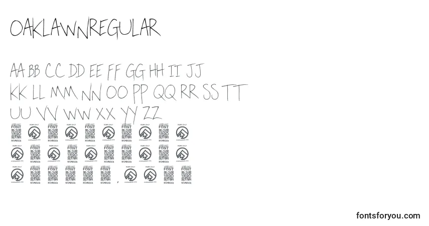 Шрифт OaklawnRegular (111323) – алфавит, цифры, специальные символы