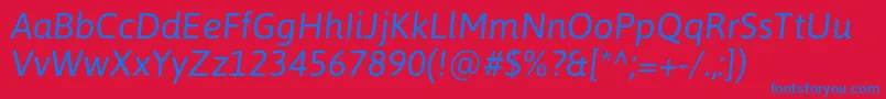 Fonte AsapItalic – fontes azuis em um fundo vermelho